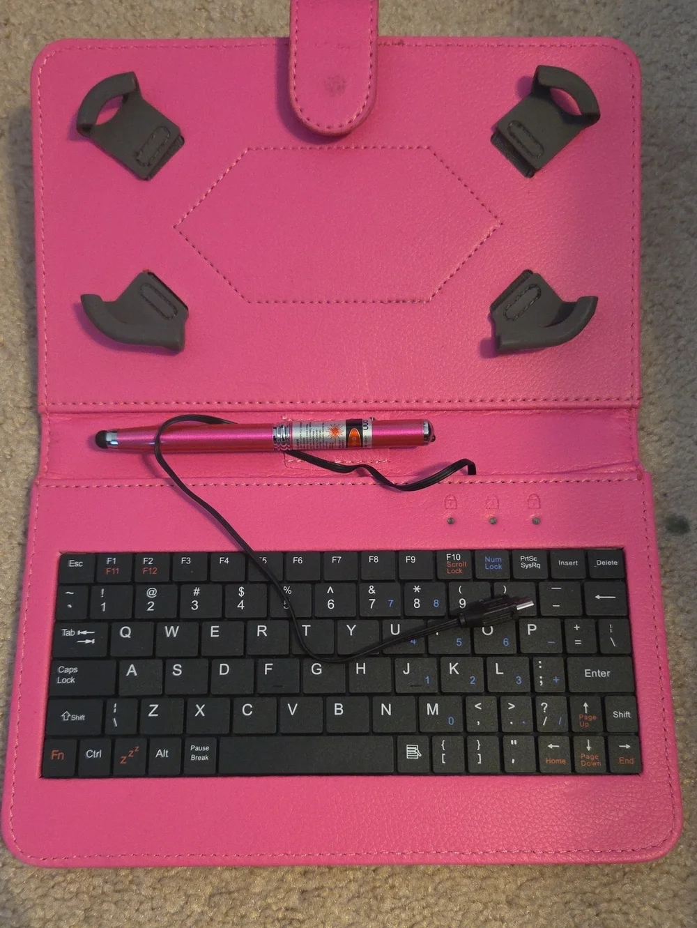 Pink Tablet Keyboard Case with Stylus